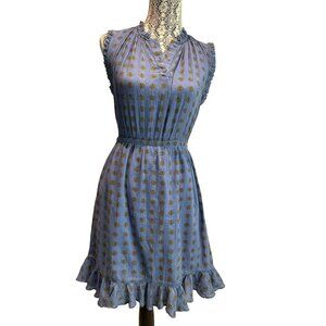 Paris Atelier &Other Stories Dress 100% cotton Blue Sleeveless BOHO size 4 fairy